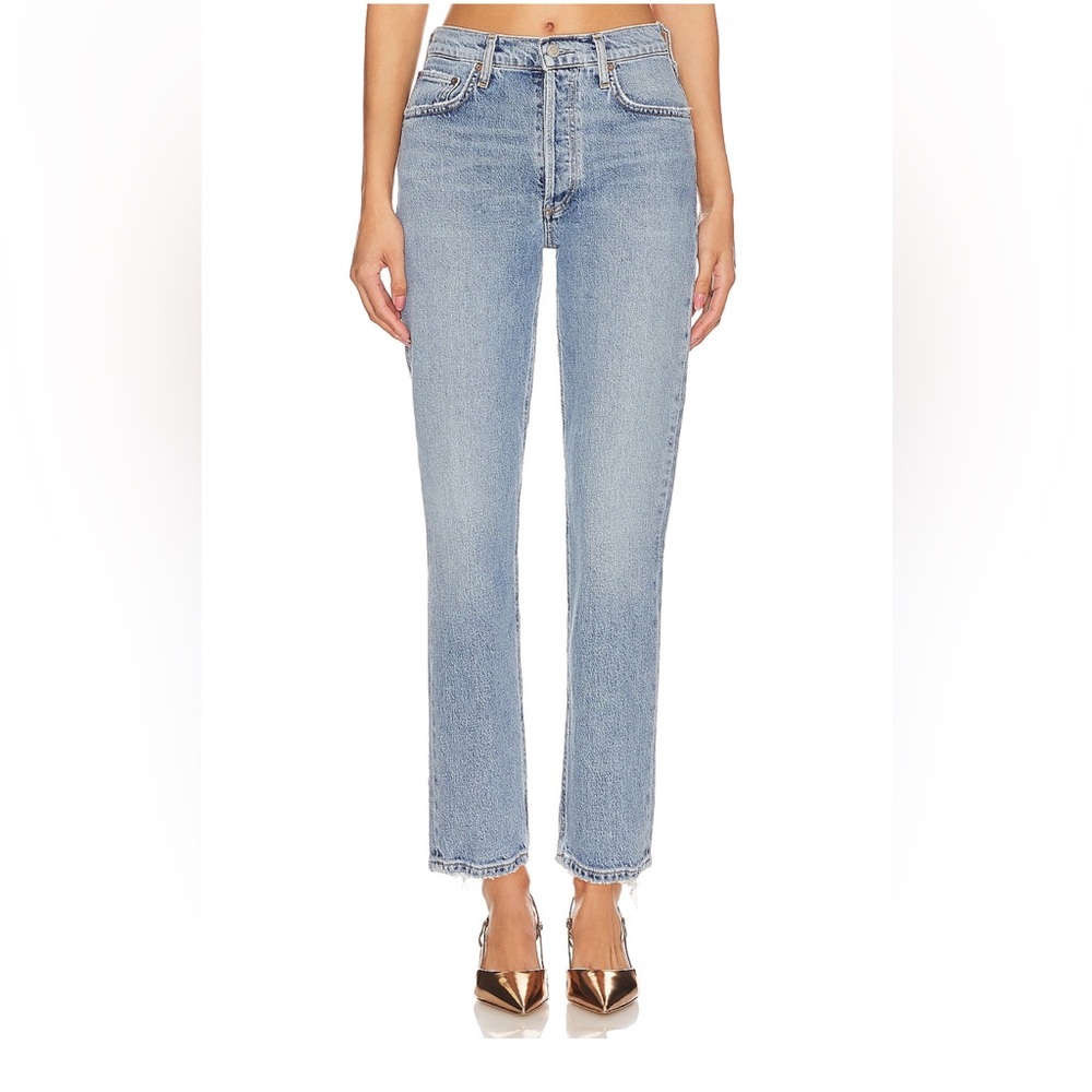 AGOLDE Women’s Riley High-rise Straight Crop Blue Denim Jeans